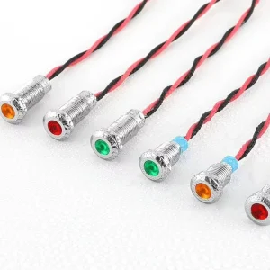12mm Signal Indicator Lamp Light Mini Panel LED Indicator Light 12v 24v 220v 15cm Wire Automatic Metal Indicator Led