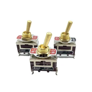 12mm Spring Return Toggle Switch 2 Way ON OFF ON Momentary Gold Handle