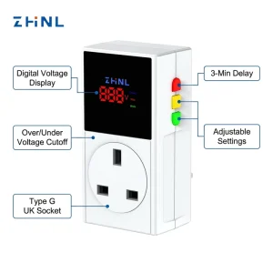 13A 220V Air Conditioner Refrigerator Household Current Device Adjustable Over Under EU Universal Voltage Protective Socket
