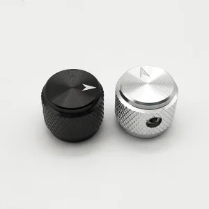 13x11mm Black Silver Aluminum Rotary Switch Button Control Knob