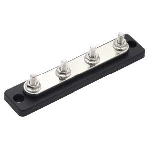 150A Heavy Duty Copper Bus Bar Power Distribution Block with Nickel Plated Surface and ABS Base for 12V-48V DC Systems