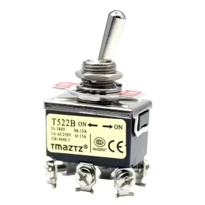 15A 250V AC 3 Position DPDT 2P Metal Heavy Duty Rocker Toggle Switches IP11 Rated for Electrical Equipment and Marine Use