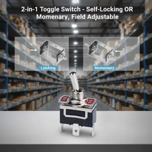 15A 250V AC SPST Miniature Toggle Switch Screw Terminal Self Locking Momentary for Industrial