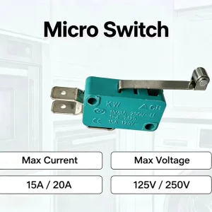 15A Snap Action Micro Switch High-Current Limit Switch with Full Standard Electrical Specs for Industrial Automation