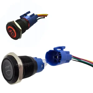 16 19 22mm IP65 Waterproof Aluminum Flat Head High Head Stainless Steel Push Button Switch LED Ring Power Momentary 250V