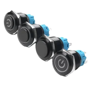 16/19/22mm Metal Push Button Switch Waterproof IP65 Momentary Latching with LED Ring 1NO1NC Flat/High Head for 220V