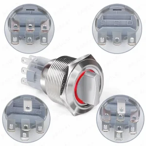 16/19/22mm Metal Rotating Selector Switch 2/3 Position Lock/Reset Illuminated/Non-Illuminated