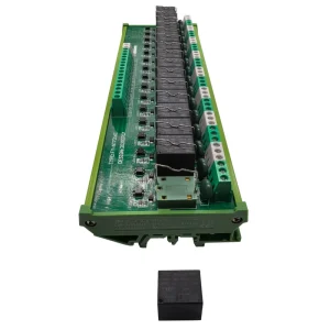 16 Channel 24VDC Pluggable Relay Module Contact Rating 10A 250VAC DIN Rail Mounting Module for Industrial Automation