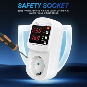 16A Switch Button Socket Surge Protector Intelligent Voltage Current Protective Socket 220V 230V Refrigerator Power Socket
