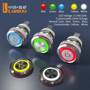 16E3 High Current 16mm 16A LED Push Button Switch Waterproof Stainless Steel Metal Industrial Home Appliance 24V IP65