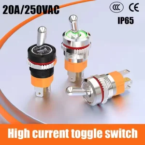 16MM Metal Toggle Switch High Current 2 Positions 3 Positions Large Handle 1NO 1NC with LED Light 20A Waterproof Toggle Switch