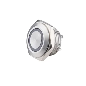 16MM Stainless Steel Momentary Latching Push Button Switch 5 Pin with LED Ring Waterproof 12V 24V for Industrial Control Panels