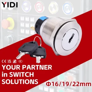 16mm 19mm 22mm 3A 250V Electronic Stainless Steel Push Button Switch Self-locking Key Rotary Switch 2 3 Position 1NO1NC 2NO2NC