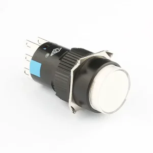 16mm 1NO1NC Latching LED 24V White Light Plastic Illuminated Push Button Switch