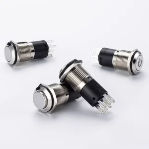 16mm Flat Head Button Momentary Ring Illuminated Push Button Switches 2NO2NC Waterproof Latching On Off Switch for Car Engine
