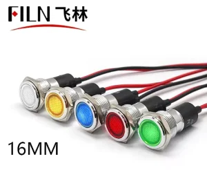16mm LED Power Indicator Light Panel 220V Red White Blue Yellow IP67 TUV CE for Stainless Steel Plug-in Metal