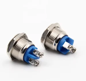 16mm Metal Push Button Switch Water resistant Momentary Automatic Reset Two Screw Terminals One Normally Open