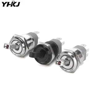 16mm Metal Toggle Switch 2 Gears 10A High Current with Light Self-locking Toggle Knob
