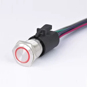 16mm Momentary Illuminated Metal Push Button Switch with Connector 12V