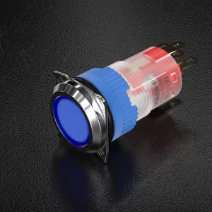 16mm Plastic Push Button Switch IP67 Waterproof 250V 5A 1NO1NC Contact ABS Material Flat Head Industrial Control