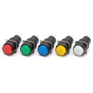 16mm Push Button with 6 Pin Terminal Self-locking with No LED Red Green Yellow Blue White