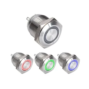 16mm RGB Tri color LED Illuminated Metal Momentary Push Button Switch