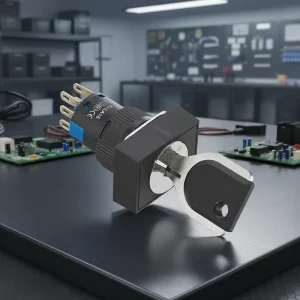 16mm Rectangle Key Rotary Switch 5A 250V Plastic IP40 Pin Terminal 2 3 Way SPDT DPDT 2NO2NC Instrument Equipment Selector