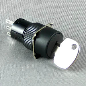 16mm Rotary Key Selector Switch 3 Pins 2NO 2NC Rectangle Button