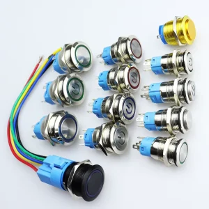 16mm Self-Locking Metal Push Button Switch With Led Light White Yellow Green Red Blue Button 3V 5V 6V 24V 110V 220V