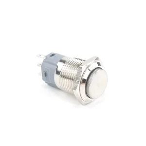 16mm Silver Metal High Head IP65 Waterproof Push Button Safe Switch 220V 3A 1NO1NC Momentary Latching for Home Appliances