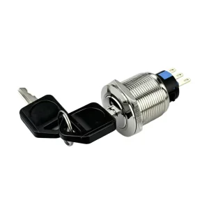 16mm Stainless Steel Key Switch Waterproof IP65 Power Push Button 2 Position Latching Keylock Selector Switch with 2 Keys