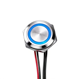 16mm Ultra Short LED Ring Light Switch 3-6V Momentary Self Reset Waterproof Metal Push Button Switch with Wire
