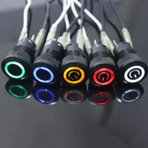 16mm Waterproof Black Push Button Switch with LED Lamp Latching 1NO1NC PC Power Switches Max Current 3A