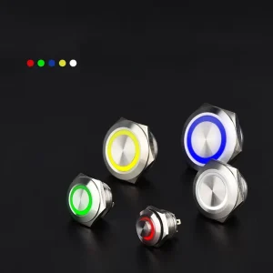 16mm Waterproof Metal Push Button Switch Short Stroke 3V 12V Ultra-thin 19MM LED Momentary RGB RG Illuminated Black Push Button