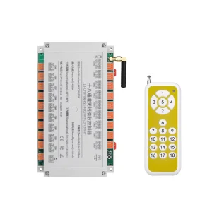 18 Channel DC 12 48V RF Wireless Rolling Plastic Remote Control Switch Receiver 433MHz Industrial Relay Controller DIN Rail LED
