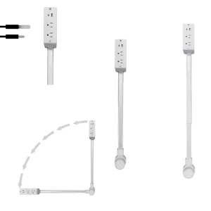 180° Rotatable Extendable Outlet Plug Stick with 2 AC Outlets USB A and USB C Sofa Socket Extension