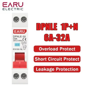 18MM RCBO 1P+N AC 230V 50/60Hz 6KA Residual Current Differential Automatic Circuit Breaker Over Current Leakage Protection DPNLE