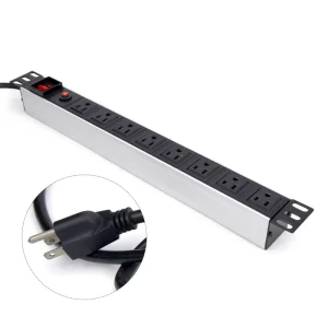 19 Inch 1U Rack PDU 8 Way USA Outlet Power Distribution Unit With Overload Protection for Network Cabinet