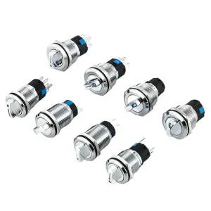 19mm 3 5 6 8 Pins Metal Waterproof Rotary 2 3 Position Selector Switch with Rgb Led