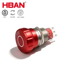 19mm Aluminum Alloy Mushroom Head Emergency Stop Button Push Switch IP67 for Heavy Machinery CE Certified Factory Direct