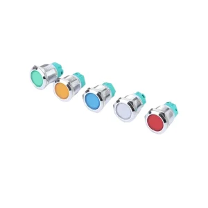 19mm LED Illuminated Stainless Steel Push Button IP67 Metal Pushbutton Switch Turquoise Insulated Base for Industrial Control