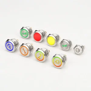 19mm Latching Stainless Steel Push Button Switches Waterproof Momentary Push Button Switch with RGB Full Color LED Illumination