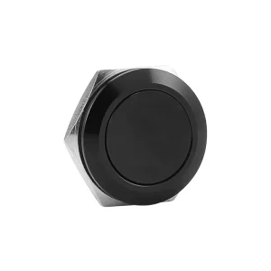 19mm Mini Short Type Momentary Push Button Switch Black Non-Illuminated Metal With 2 Pins Max. Voltage 250V Max. Current 3A