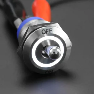 19mm On Off Push Button Switch High LED Ring Light 12V 24V IP65 Toggle Switches Plastic Material Max 10A 250V IP67