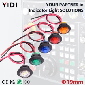 19mm Plastic Indicator Pilot Light 12V Wire Leading Daytime Running Red Green Blue White Yellow LED Signal Lamp Car Bus Truck