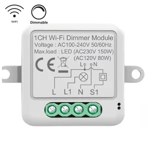 1CH WiFi Dimmer Switch Module Supports 2-Way Control with Alexa & Google Home Smart Home DIY Breaker 10A/16A Max Current
