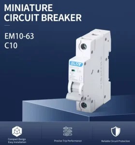1P 10A C10 10kA Miniature Circuit Breaker for Home and Industrial Power Distribution AC230 400V EM10 63 C10