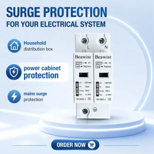 1P 1P+N 20KA Surge Protector SPD 275V 385V Low Voltage Lightning Protection Device With Failure Indicator