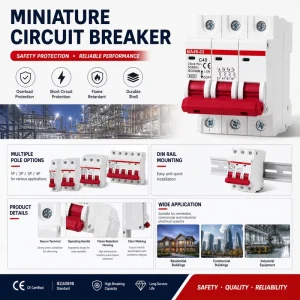 1P 2P 3P 4P Miniature Circuit Breaker C40 230 415V Din Rail Mount Air Switch Overcurrent Protection Household Industrial MCB