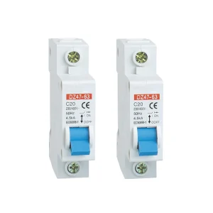 1P DZ47 C6 Amps 50/60Hz 230V Differential MCB Switch Single Phase Miniature Circuit Breaker PA66 Material 6kA Breaking Capacity